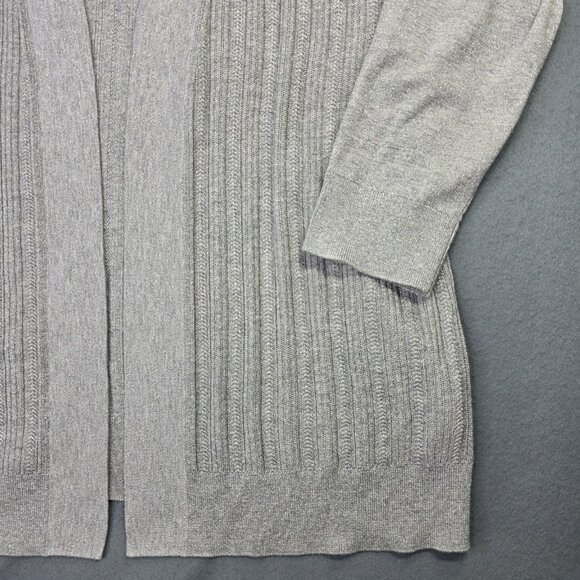 Talbots Plus Cardigan Sweater Womens 2X Gray Open Ribbed Metallic Knit Party - Picture 2 of 12